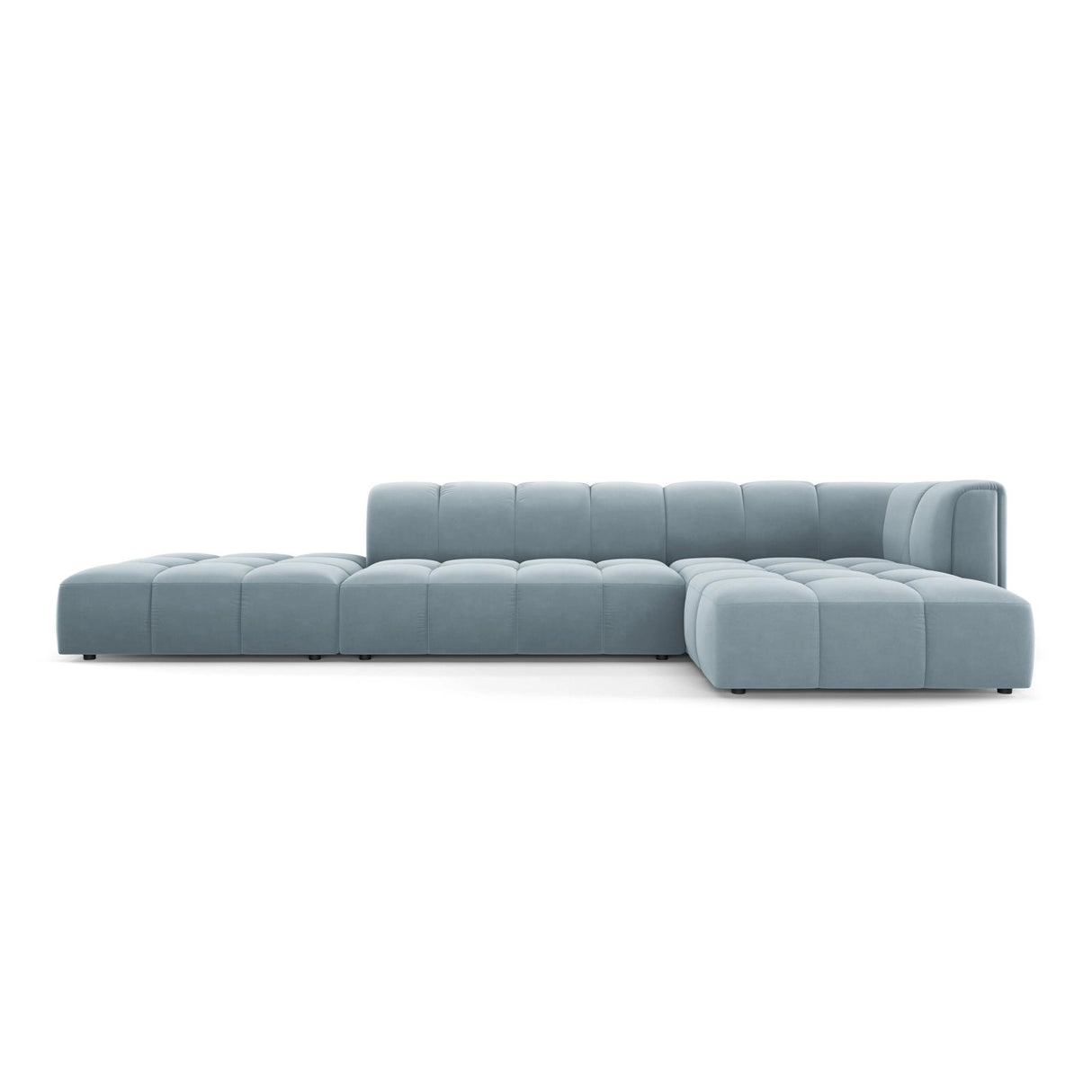 Moritz 5-Sitzer Ecksofa, Rechte Seite, aus Samt in Hellblau (Bluvel 06), 323x160x70 cm von Cosmopolitan Design – Bild 1