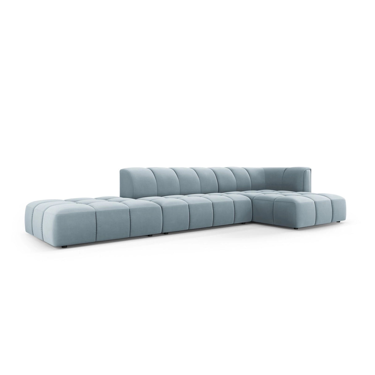 Moritz 5-Sitzer Ecksofa, Rechte Seite, aus Samt in Hellblau (Bluvel 06), 323x160x70 cm von Cosmopolitan Design – Bild 2