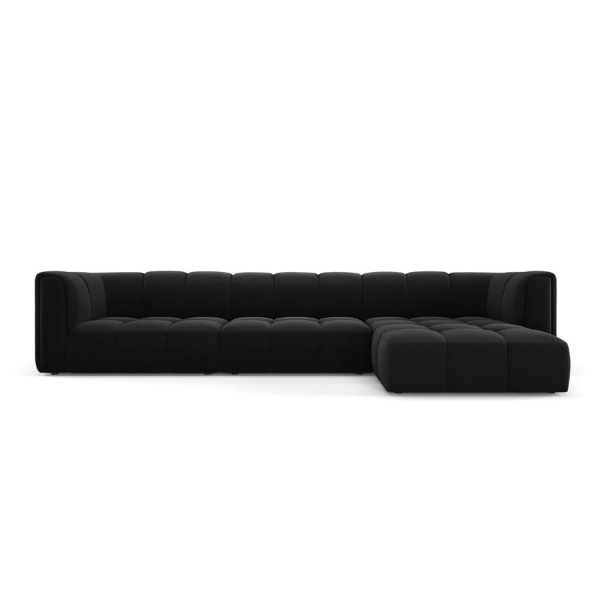 Moritz 5-Sitzer Ecksofa, Rechte Seite, aus Samt in Schwarz (Bluvel 19), 316x160x70 cm von Cosmopolitan Design – Bild 1