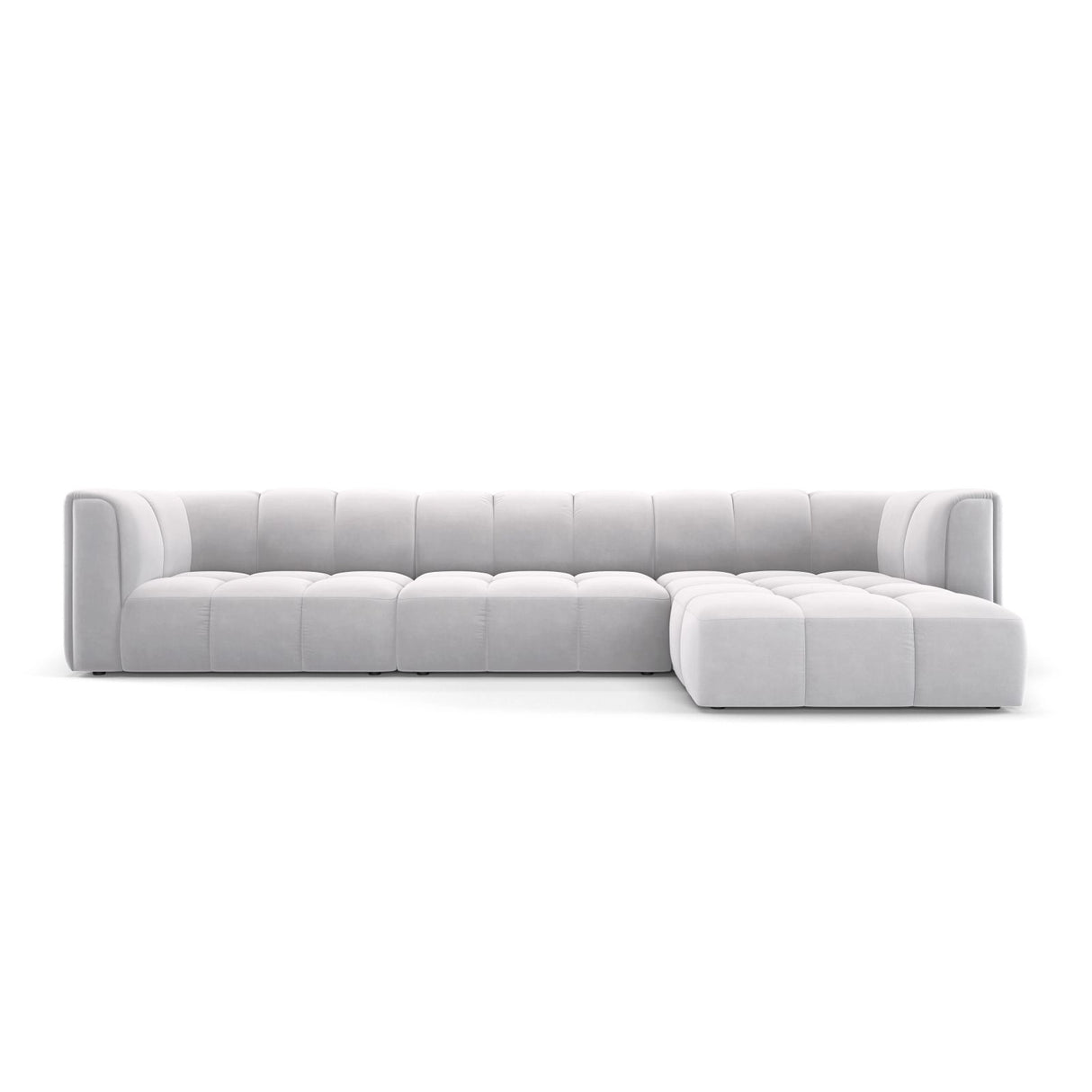 Moritz 5-Sitzer Ecksofa, Rechte Seite, aus Samt in Silber (Bluvel 03), 316x160x70 cm von Cosmopolitan Design – Bild 1