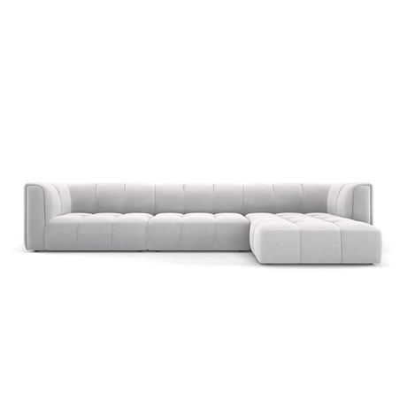 Moritz 5-Sitzer Ecksofa, Rechte Seite, aus Samt in Silber (Bluvel 03), 316x160x70 cm von Cosmopolitan Design – Bild 1