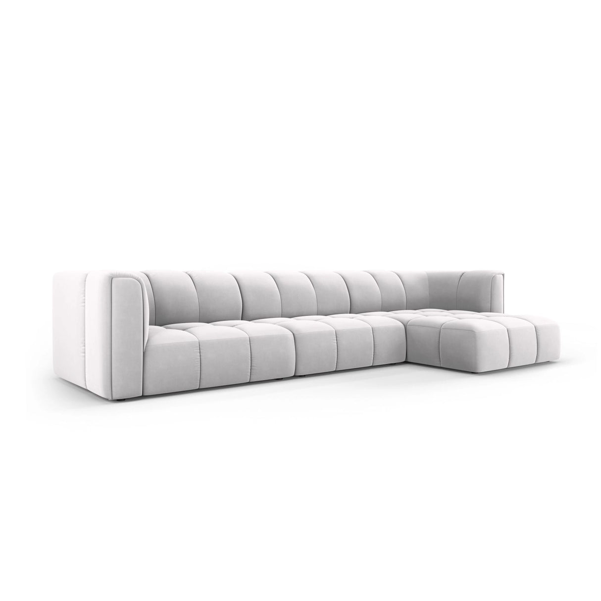 Moritz 5-Sitzer Ecksofa, Rechte Seite, aus Samt in Silber (Bluvel 03), 316x160x70 cm von Cosmopolitan Design – Bild 2