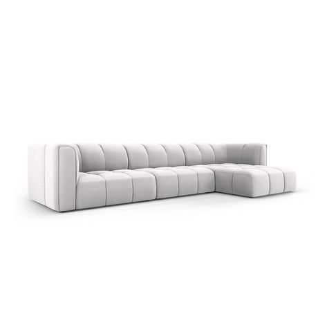 Moritz 5-Sitzer Ecksofa, Rechte Seite, aus Samt in Silber (Bluvel 03), 316x160x70 cm von Cosmopolitan Design – Bild 2