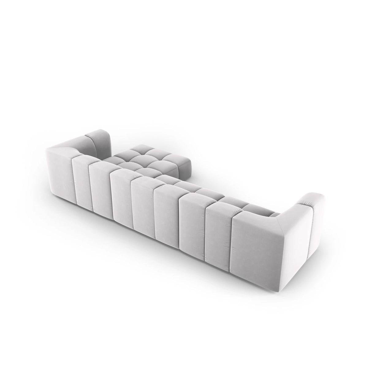 Moritz 5-Sitzer Ecksofa, Rechte Seite, aus Samt in Silber (Bluvel 03), 316x160x70 cm von Cosmopolitan Design – Bild 3