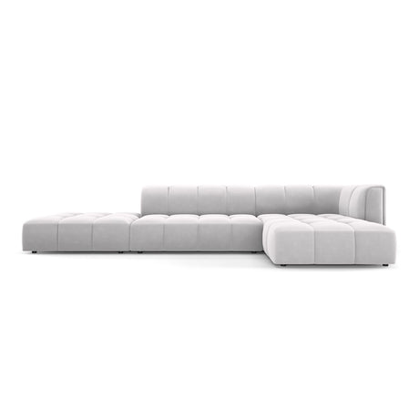 Moritz 5-Sitzer Ecksofa, Rechte Seite, aus Samt in Silber (Bluvel 03), 323x160x70 cm von Cosmopolitan Design – Bild 1
