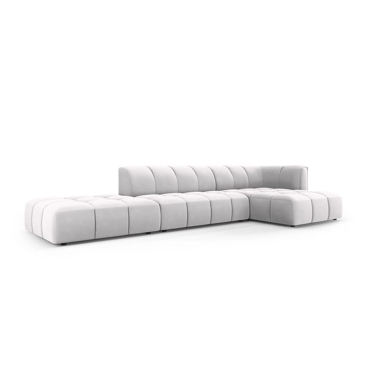Moritz 5-Sitzer Ecksofa, Rechte Seite, aus Samt in Silber (Bluvel 03), 323x160x70 cm von Cosmopolitan Design – Bild 2