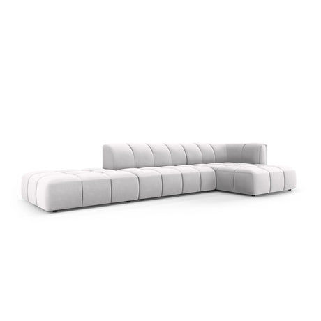 Moritz 5-Sitzer Ecksofa, Rechte Seite, aus Samt in Silber (Bluvel 03), 323x160x70 cm von Cosmopolitan Design – Bild 2