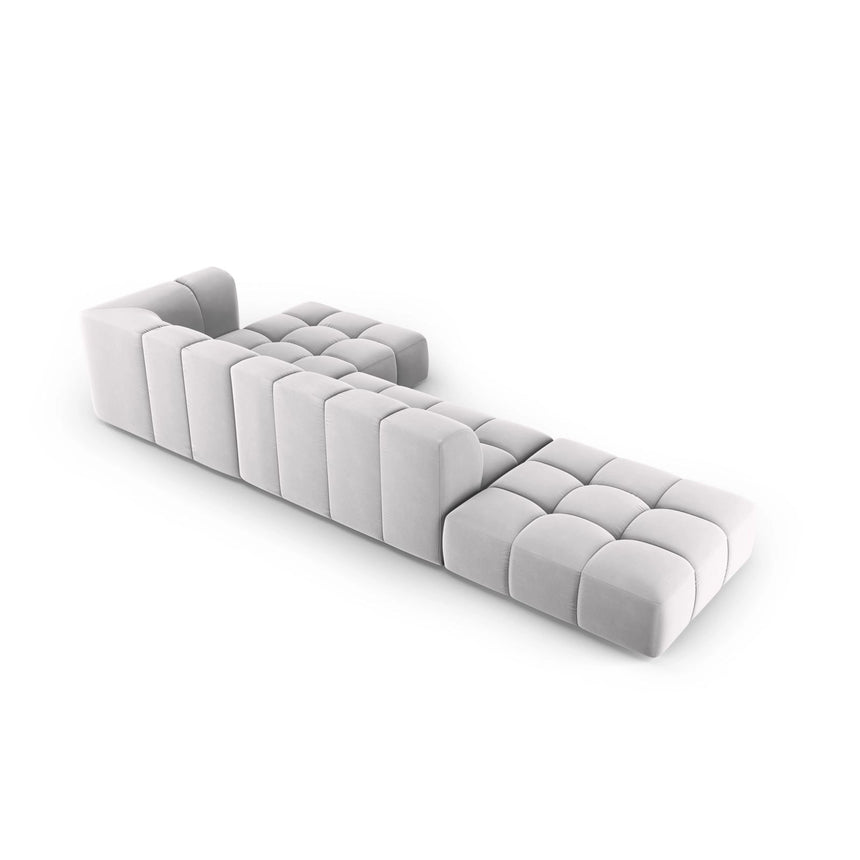 Moritz 5-Sitzer Ecksofa, Rechte Seite, aus Samt in Silber (Bluvel 03), 323x160x70 cm von Cosmopolitan Design – Bild 3