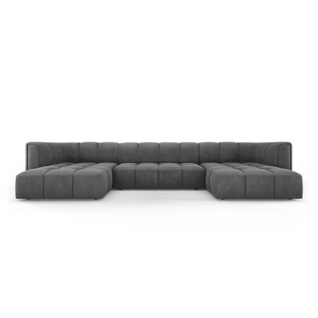 Moritz 5-Sitzer Panorama Sofa aus Chenille in Dunkelgrau (Rebel 3), Beine in Schwarzes Plastik, 346x160x70 cm von Cosmopolitan Design – Bild 1