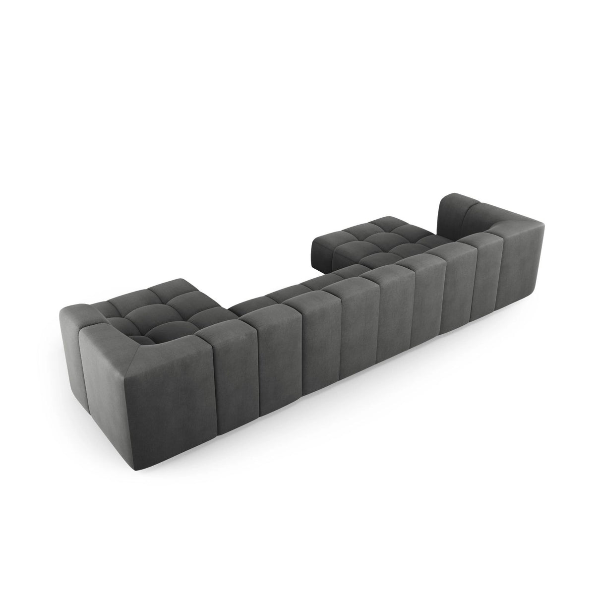 Moritz 5-Sitzer Panorama Sofa aus Chenille in Dunkelgrau (Rebel 3), Beine in Schwarzes Plastik, 346x160x70 cm von Cosmopolitan Design – Bild 3