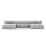 Moritz 5-Sitzer Panorama Sofa aus Chenille in Hellgrau (Rebel 5), Beine in Schwarzes Plastik, 346x160x70 cm von Cosmopolitan Design – Bild 1