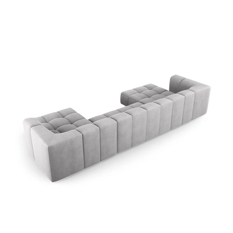 Moritz 5-Sitzer Panorama Sofa aus Chenille in Hellgrau (Rebel 5), Beine in Schwarzes Plastik, 346x160x70 cm von Cosmopolitan Design – Bild 3