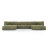Moritz 5-Sitzer Panorama Sofa aus Chenille in Hellgrün (Rebel 18), Beine in Schwarzes Plastik, 346x160x70 cm von Cosmopolitan Design – Bild 1