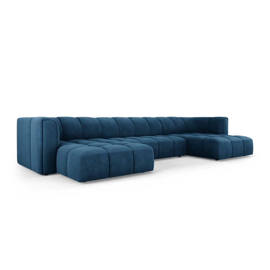 Moritz 5-Sitzer Panorama Sofa aus Chenille in Königsblau (Rebel 12), Beine in Schwarzes Plastik, 346x160x70 cm von Cosmopolitan Design – Bild 2