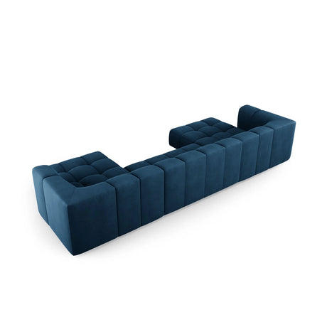 Moritz 5-Sitzer Panorama Sofa aus Chenille in Königsblau (Rebel 12), Beine in Schwarzes Plastik, 346x160x70 cm von Cosmopolitan Design – Bild 3