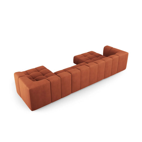 Moritz 5-Sitzer Panorama Sofa aus Chenille in Orange (Rebel 20), Beine in Schwarzes Plastik, 346x160x70 cm von Cosmopolitan Design – Bild 3