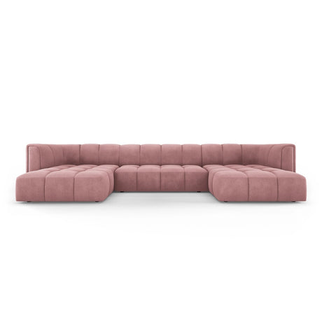 Moritz 5-Sitzer Panorama Sofa aus Chenille in Rosa (Rebel 7), Beine in Schwarzes Plastik, 346x160x70 cm von Cosmopolitan Design – Bild 1