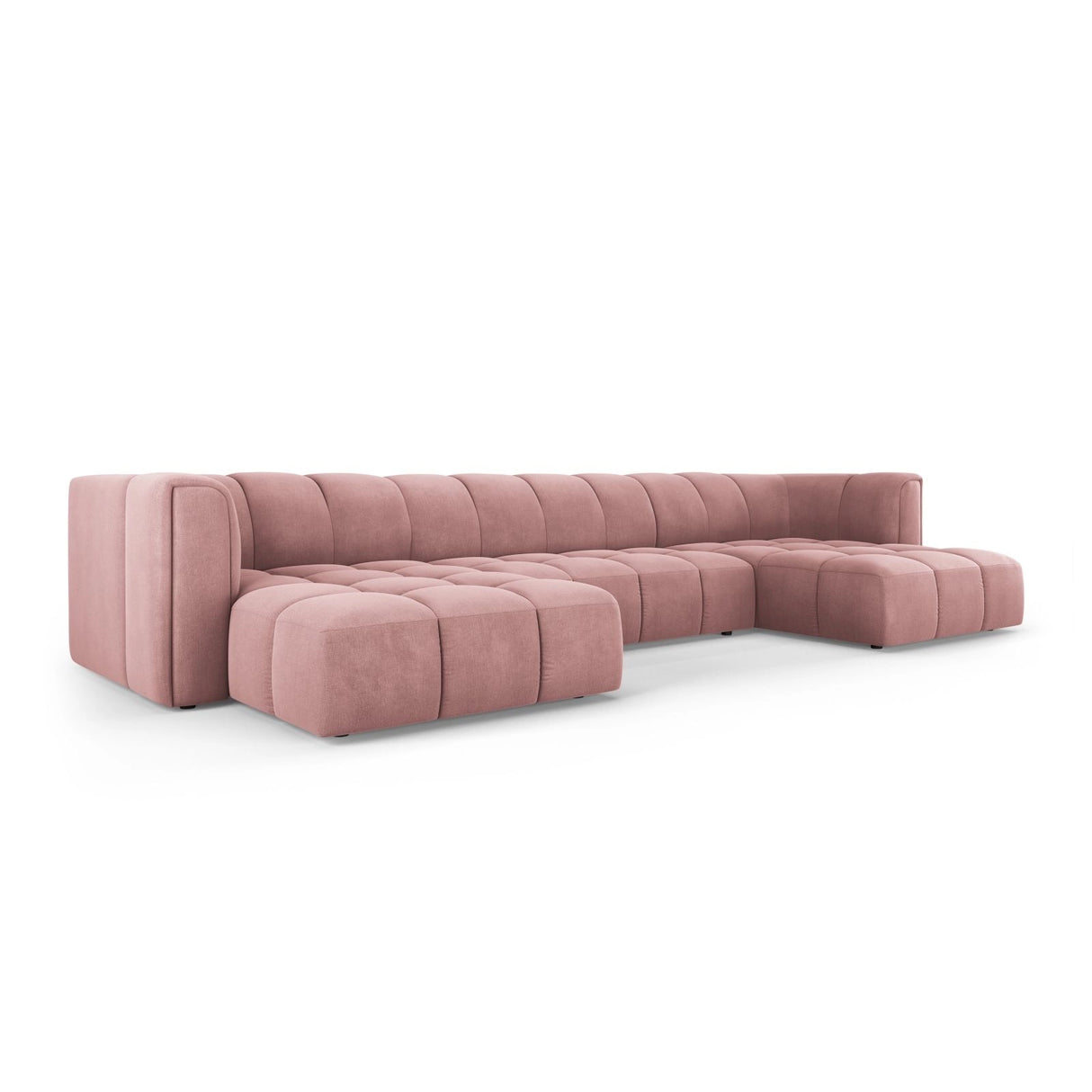 Moritz 5-Sitzer Panorama Sofa aus Chenille in Rosa (Rebel 7), Beine in Schwarzes Plastik, 346x160x70 cm von Cosmopolitan Design – Bild 2