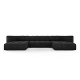 Moritz 5-Sitzer Panorama Sofa aus Chenille in Schwarz (Rebel 1), Beine in Schwarzes Plastik, 346x160x70 cm von Cosmopolitan Design – Bild 1
