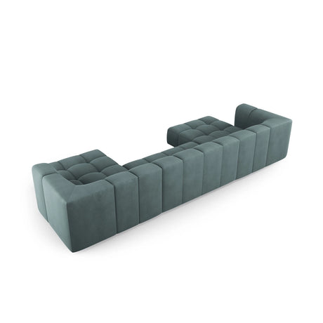 Moritz 5-Sitzer Panorama Sofa aus Chenille in Seegrün (Rebel 13), Beine in Schwarzes Plastik, 346x160x70 cm von Cosmopolitan Design – Bild 3