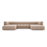 Moritz 5-Sitzer Panorama Sofa aus Samt in Beige (Bluvel 28), Beine in Schwarzes Plastik, 346x160x70 cm von Cosmopolitan Design – Bild 1