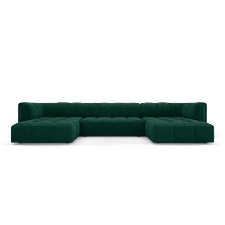 Moritz 5-Sitzer Panorama Sofa aus Samt in Flaschengrün (Bluvel 78), Beine in Schwarzes Plastik, 346x160x70 cm von Cosmopolitan Design – Bild 1