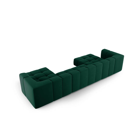 Moritz 5-Sitzer Panorama Sofa aus Samt in Flaschengrün (Bluvel 78), Beine in Schwarzes Plastik, 346x160x70 cm von Cosmopolitan Design – Bild 3