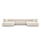Moritz 5-Sitzer Panorama Sofa aus Samt in Hellbeige (Bluvel 22), Beine in Schwarzes Plastik, 346x160x70 cm von Cosmopolitan Design – Bild 1