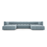 Moritz 5-Sitzer Panorama Sofa aus Samt in Hellblau (Bluvel 06), Beine in Schwarzes Plastik, 346x160x70 cm von Cosmopolitan Design – Bild 1