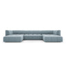 Moritz 5-Sitzer Panorama Sofa aus Samt in Hellblau (Bluvel 06), Beine in Schwarzes Plastik, 346x160x70 cm von Cosmopolitan Design – Bild 1