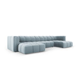 Moritz 5-Sitzer Panorama Sofa aus Samt in Hellblau (Bluvel 06), Beine in Schwarzes Plastik, 346x160x70 cm von Cosmopolitan Design – Bild 2
