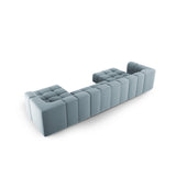 Moritz 5-Sitzer Panorama Sofa aus Samt in Hellblau (Bluvel 06), Beine in Schwarzes Plastik, 346x160x70 cm von Cosmopolitan Design – Bild 3