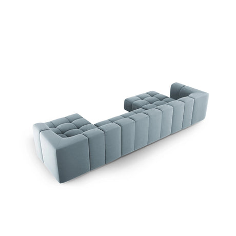 Moritz 5-Sitzer Panorama Sofa aus Samt in Hellblau (Bluvel 06), Beine in Schwarzes Plastik, 346x160x70 cm von Cosmopolitan Design – Bild 3