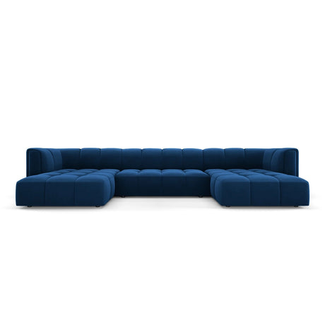 Moritz 5-Sitzer Panorama Sofa aus Samt in Königsblau (Bluvel 86), Beine in Schwarzes Plastik, 346x160x70 cm von Cosmopolitan Design – Bild 1