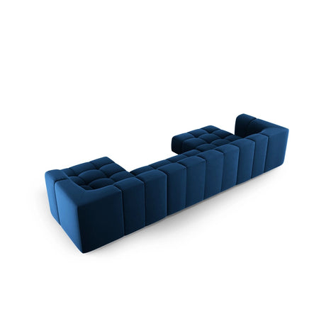 Moritz 5-Sitzer Panorama Sofa aus Samt in Königsblau (Bluvel 86), Beine in Schwarzes Plastik, 346x160x70 cm von Cosmopolitan Design – Bild 3