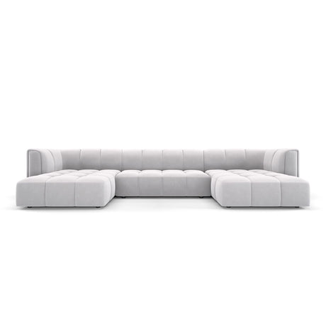 Moritz 5-Sitzer Panorama Sofa aus Samt in Silber (Bluvel 03), Beine in Schwarzes Plastik, 346x160x70 cm von Cosmopolitan Design – Bild 1