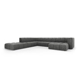 Moritz 7-Sitzer Panorama Ecksofa, Linke Seite, aus Chenille in Dunkelgrau (Rebel 3), Beine aus Schwarzes Plastik, 329x276x70 cm von Cosmopolitan Design – Bild 2