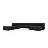 Moritz 7-Sitzer Panorama Ecksofa, Linke Seite, aus Chenille in Schwarz (Rebel 1), Beine aus Schwarzes Plastik, 329x276x70 cm von Cosmopolitan Design – Bild 2