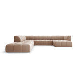 Moritz 7-Sitzer Panorama Ecksofa, Linke Seite, aus Samt in Beige (Bluvel 28), Beine aus Schwarzes Plastik, 329x276x70 cm von Cosmopolitan Design – Bild 1