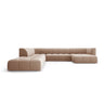 Moritz 7-Sitzer Panorama Ecksofa, Linke Seite, aus Samt in Beige (Bluvel 28), Beine aus Schwarzes Plastik, 329x276x70 cm von Cosmopolitan Design – Bild 1