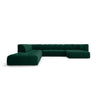 Moritz 7-Sitzer Panorama Ecksofa, Linke Seite, aus Samt in Flaschengrün (Bluvel 78), Beine aus Schwarzes Plastik, 329x276x70 cm von Cosmopolitan Design – Bild 1