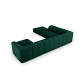 Moritz 7-Sitzer Panorama Ecksofa, Linke Seite, aus Samt in Flaschengrün (Bluvel 78), Beine aus Schwarzes Plastik, 329x276x70 cm von Cosmopolitan Design – Bild 3