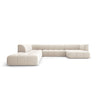 Moritz 7-Sitzer Panorama Ecksofa, Linke Seite, aus Samt in Hellbeige (Bluvel 22), Beine aus Schwarzes Plastik, 329x276x70 cm von Cosmopolitan Design – Bild 1