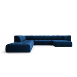 Moritz 7-Sitzer Panorama Ecksofa, Linke Seite, aus Samt in Königsblau (Bluvel 86), Beine aus Schwarzes Plastik, 329x276x70 cm von Cosmopolitan Design – Bild 1
