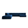 Moritz 7-Sitzer Panorama Ecksofa, Linke Seite, aus Samt in Königsblau (Bluvel 86), Beine aus Schwarzes Plastik, 329x276x70 cm von Cosmopolitan Design – Bild 1