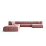 Moritz 7-Sitzer Panorama Ecksofa, Linke Seite, aus Samt in Rosa (Bluvel 52), Beine aus Schwarzes Plastik, 329x276x70 cm von Cosmopolitan Design – Bild 1
