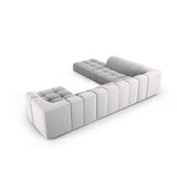 Moritz 7-Sitzer Panorama Ecksofa, Linke Seite, aus Samt in Silber (Bluvel 03), Beine aus Schwarzes Plastik, 329x276x70 cm von Cosmopolitan Design – Bild 3