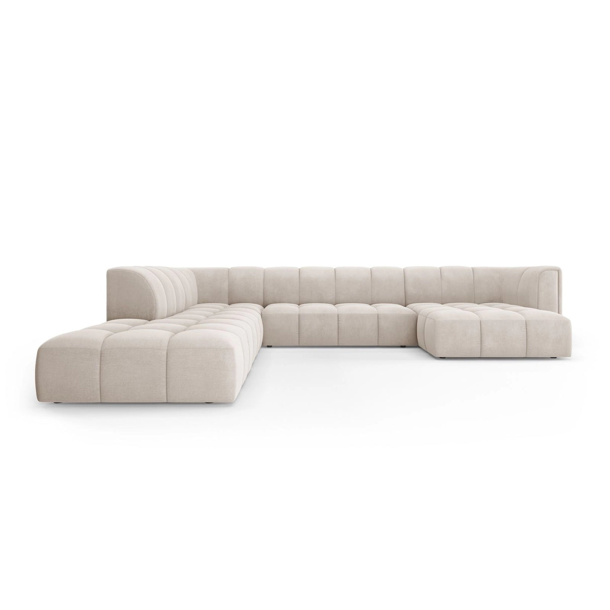 Moritz 7-Sitzer Panorama Ecksofa, Linke Seite, aus Samt oder Chenille, 329x276x70 cm von Cosmopolitan Design – Bild 1