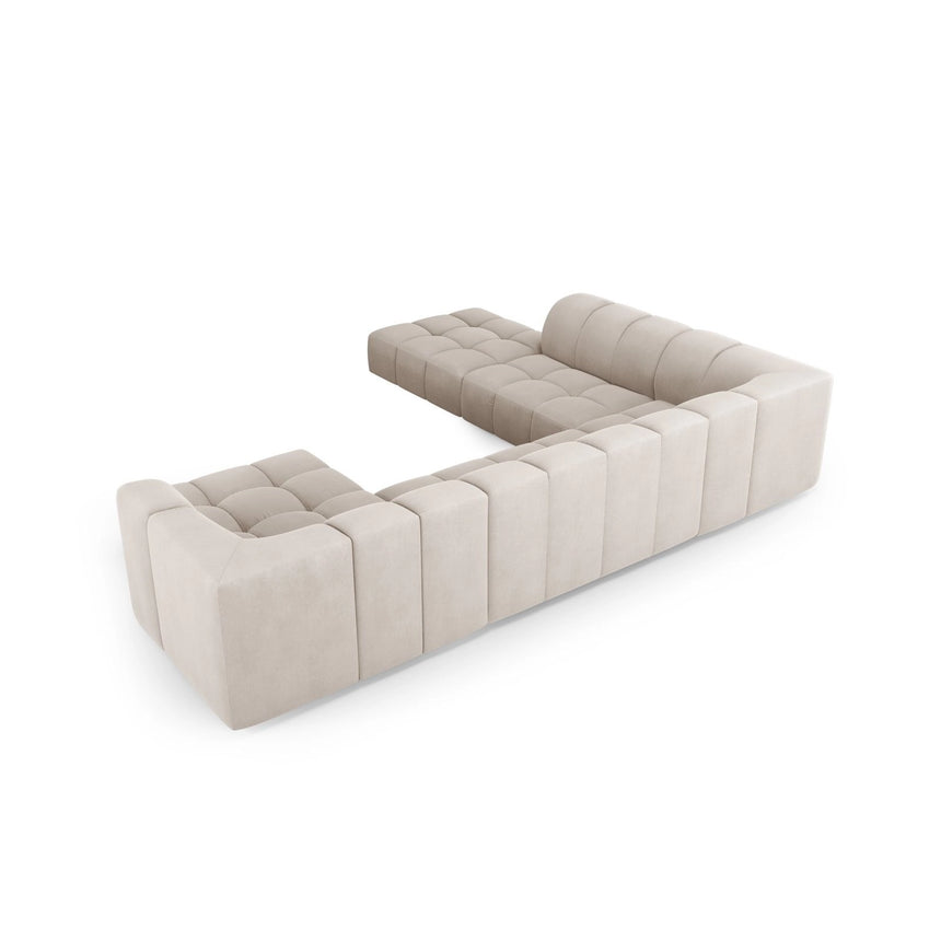 Moritz 7-Sitzer Panorama Ecksofa, Linke Seite, aus Samt oder Chenille, 329x276x70 cm von Cosmopolitan Design – Bild 3