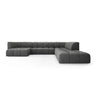 Moritz 7-Sitzer Panorama Ecksofa, Rechte Seite, aus Chenille in Dunkelgrau (Rebel 3), Beine aus Schwarzes Plastik, 329x276x70 cm von Cosmopolitan Design – Bild 1